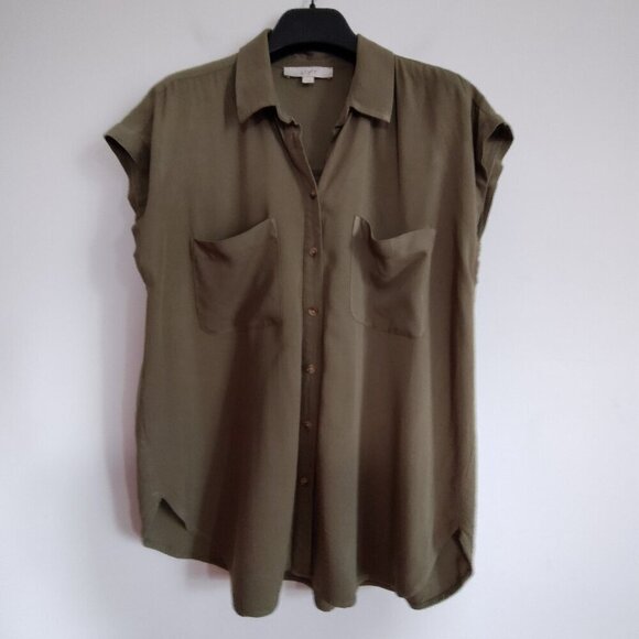 Ladies SZ L Loft Green Oversized Blouse - Picture 1 of 3